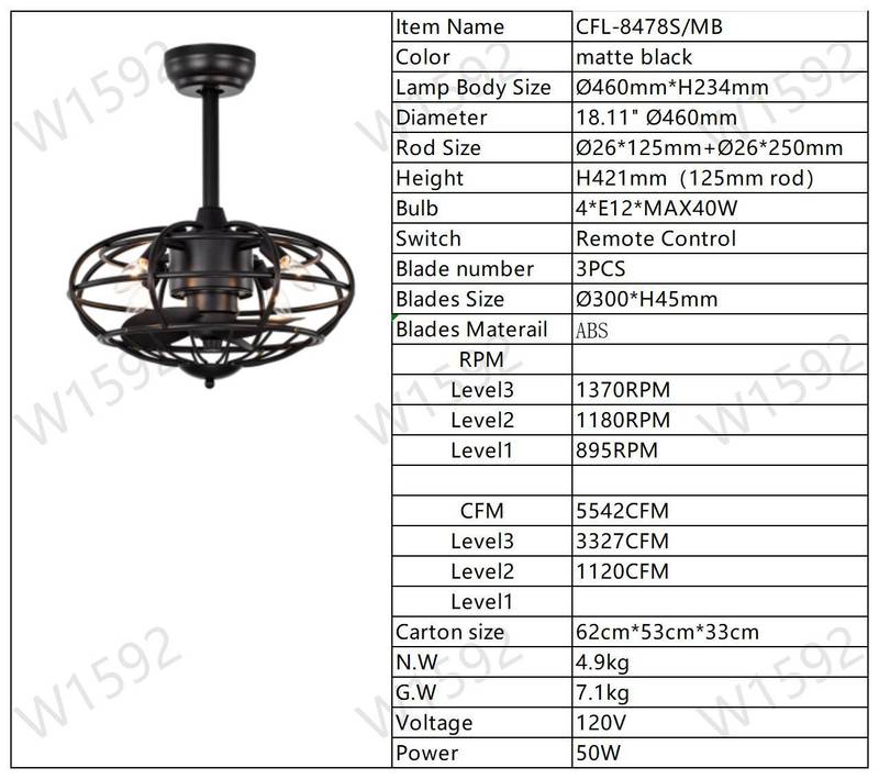 Cozy Caged Ceiling Fan with Remote - Perfect for Any Room!