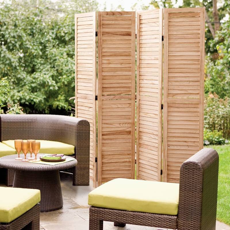 Natural Wood Folding Room Divider