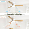 WhisperWind Flush Mount Ceiling Fan with Wood Blades and Remote Light