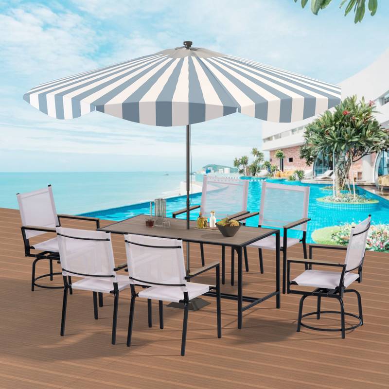 Chic Outdoor Dining Set with Swivel Chairs