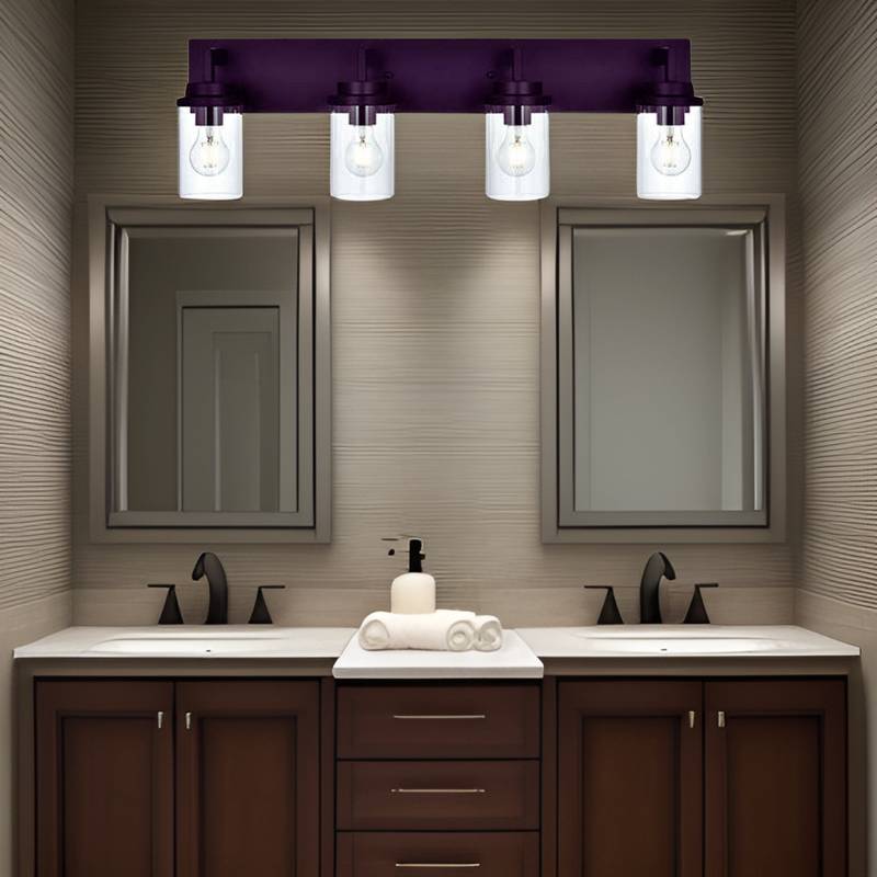 Vintage Bronze Bathroom Light with Clear Glass Shades