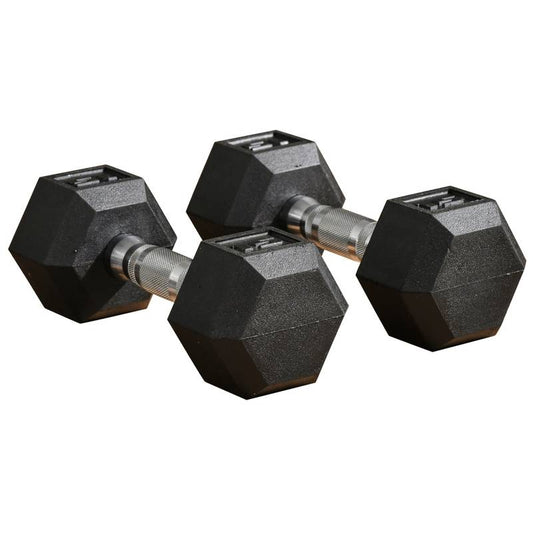 Soozier Rubber Hex Dumbbell Set - Non-Slip, Anti-Roll Weights for Home Workouts