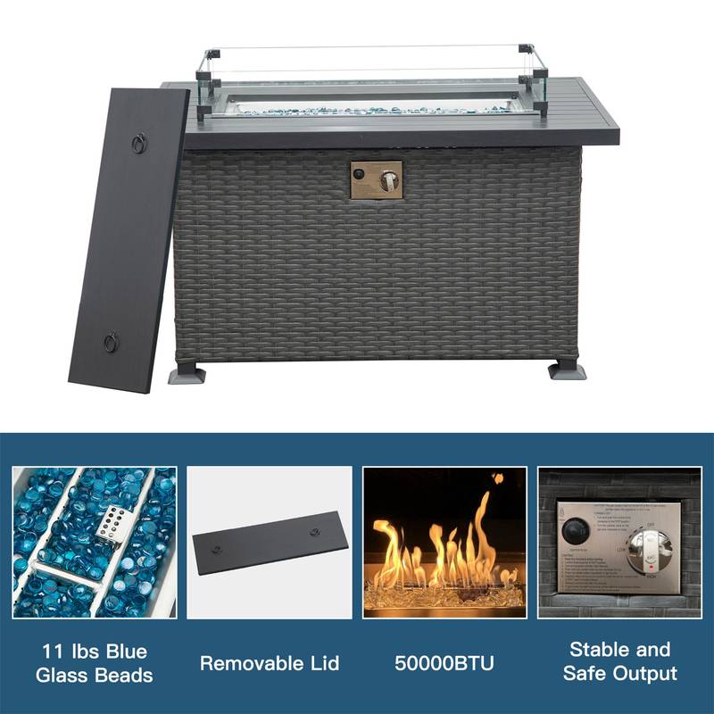 CozyGlow Outdoor Fire Table with Glass Shield