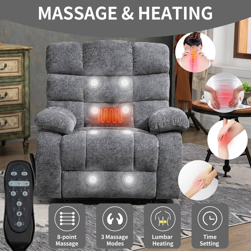 ComfyLift Heated Massage Recliner - Effortless Comfort & Support
