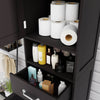 Sleek Slim Floor Cabinet with Adjustable Shelves - Black