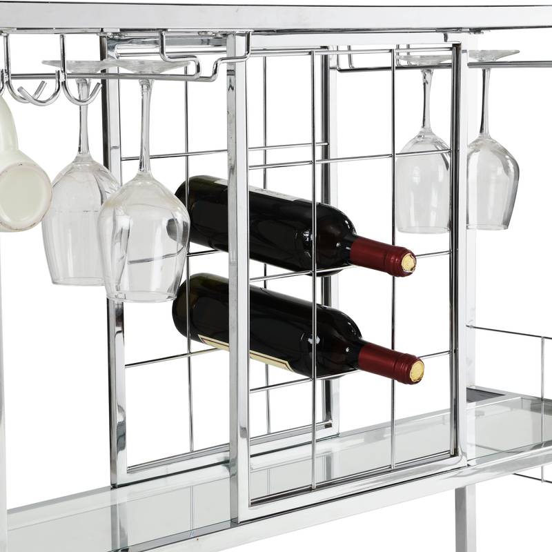 Chic Home Bar Trolley with Glass Holder and Wine Rack