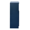 Navy Blue Glass-Front Cabinet with Open Storage