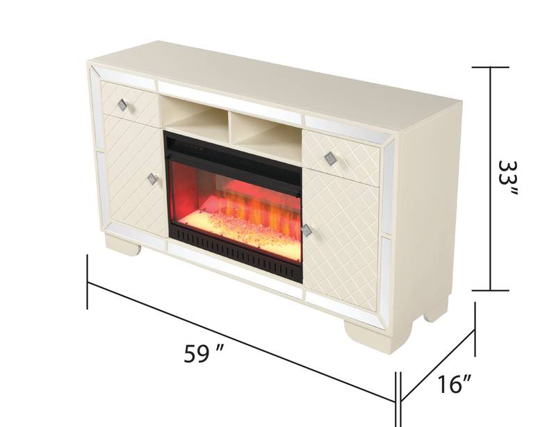 Cozy Beige TV Stand with Electric Fireplace