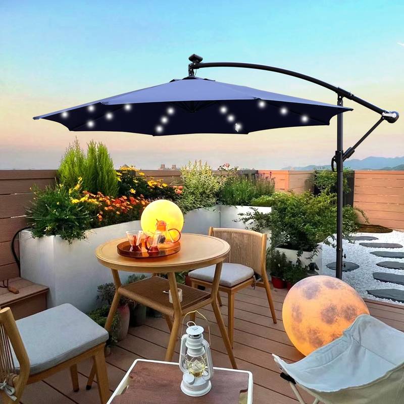 SunnyGlow Patio Umbrella: Solar-Powered Shade with LED Lights