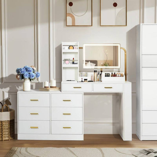 Sleek White 8-Drawer Dresser - Stylish Storage Solution for Your Bedroom
