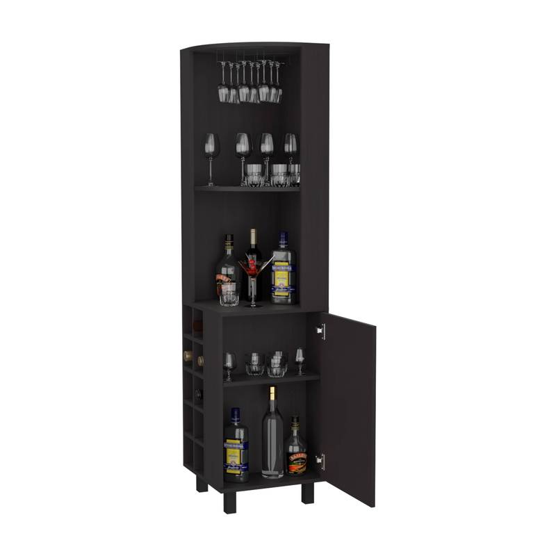 Leah Corner Bar Cabinet - Stylish Storage & Wine Rack in Wengue