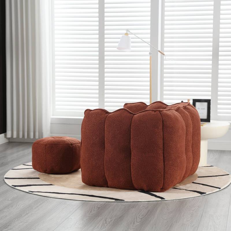 Cozy Foam Bean Bag Lounge Chair with Footstool