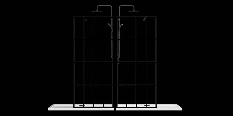 Sleek Black Walk-In Shower Door