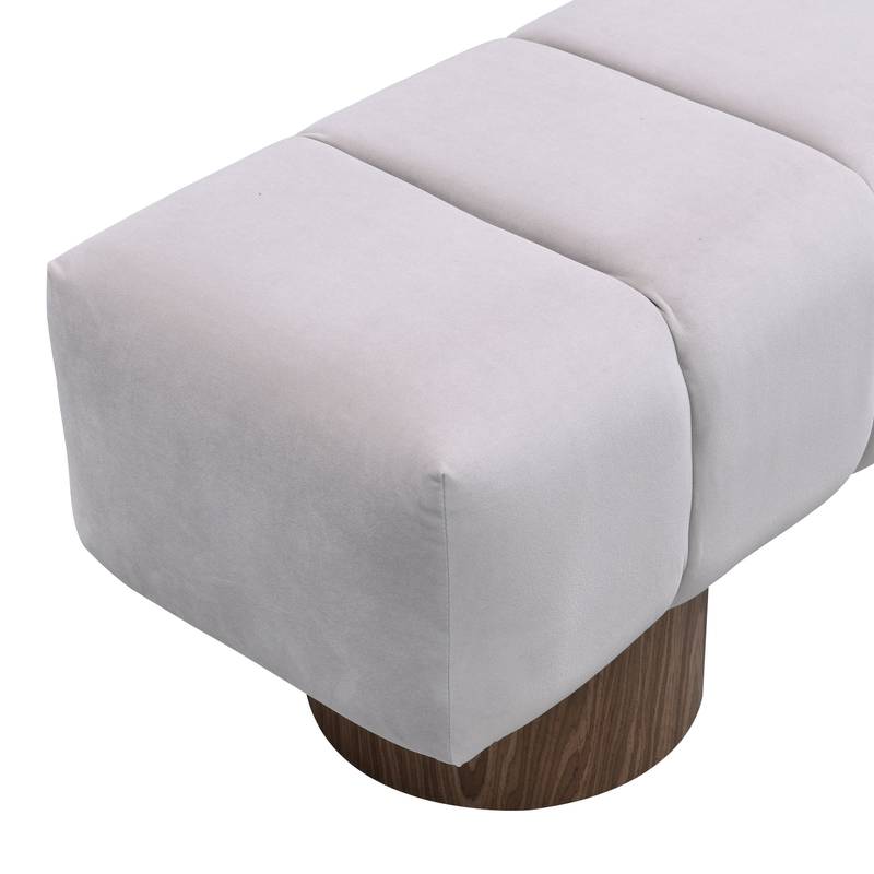 Cozy Grey Upholstered Dining Bench