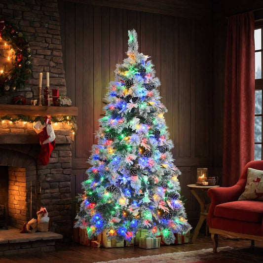 Frosted Glow Christmas Tree with Colorful Lights