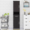 Sleek Slim Floor Cabinet with Adjustable Shelves - Black