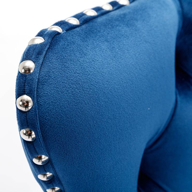 Chic Velvet Swivel Barstools - Set of Two in Blue