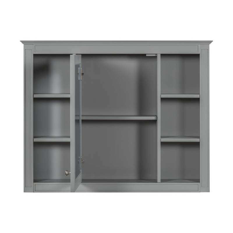 Sleek Wall-Mounted Mirror Cabinet with Open Shelves