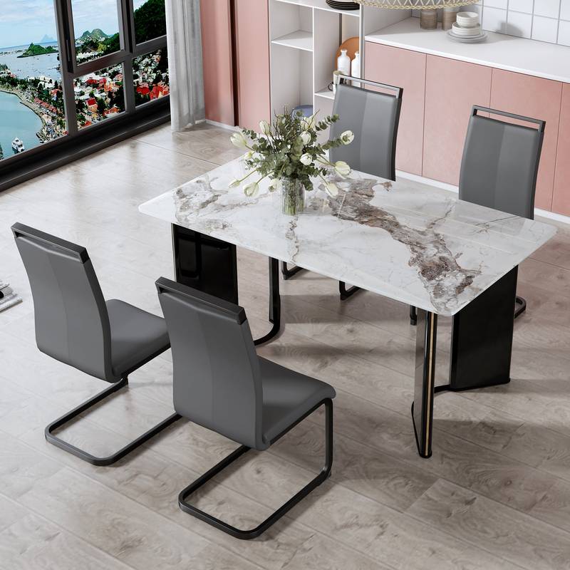 Chic Marble-Look Dining Table