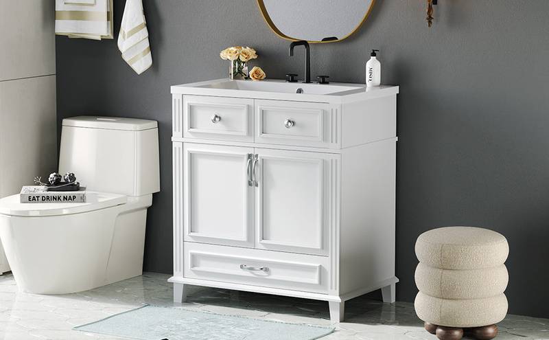 Charming Retro Bathroom Vanity with Soft Close Doors