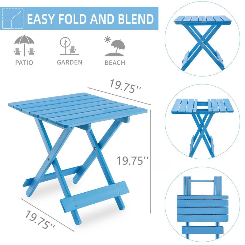 Cozy Blue Folding Patio Table