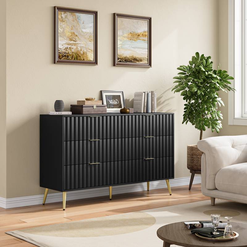 Sleek Black Chest with Glam Gold Handles