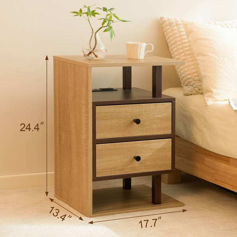 Smart Charging Nightstand with USB Ports & Drawers