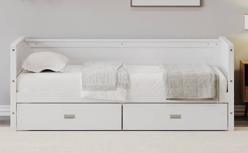Cozy White Twin Daybed with Storage Drawers