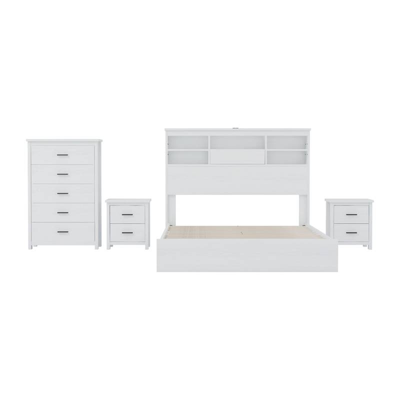 Charming Vintage Queen Bedroom Set with Nightstands and Dresser