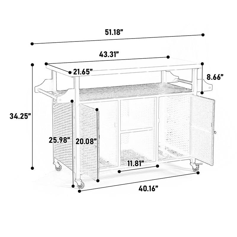 Stylish Rolling Outdoor Bar Cart