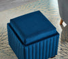 Beige Velvet Cube Storage Ottoman with Coffee Tray
