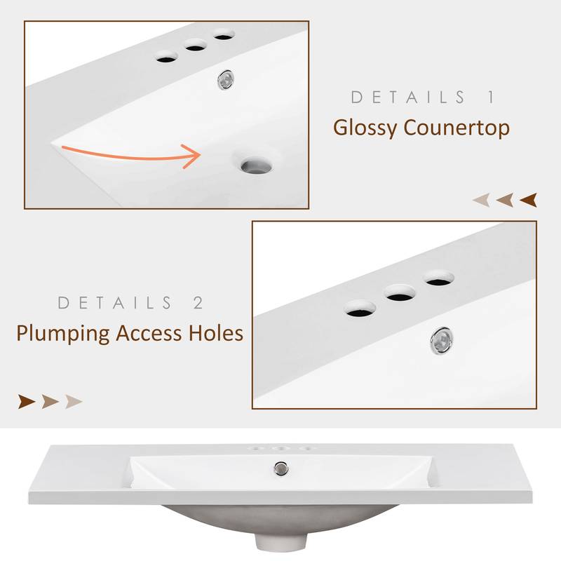 Chic Resin Vanity Sink with Three Faucet Holes