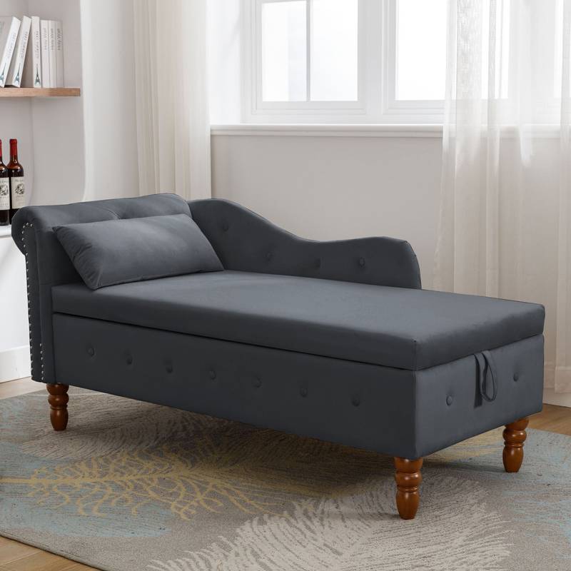 Velvet Dream Lounge Chair with Storage & Pillow