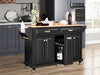 Versatile Kitchen Cart with Rubberwood Top and Ample Storage in Black