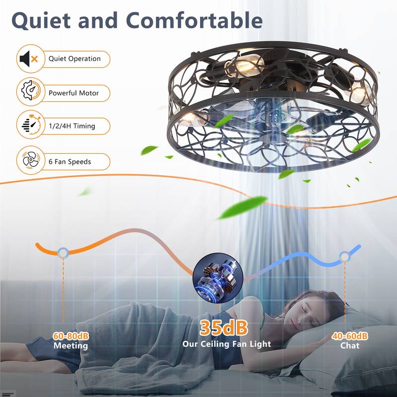 Chic Vintage Ceiling Fan Light – Remote Control & Quiet Comfort for Any Room