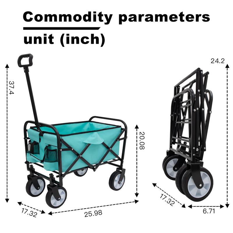 Blue Folding Utility Wagon - Your Go-To Cart for Beach Trips, Shopping, and More!