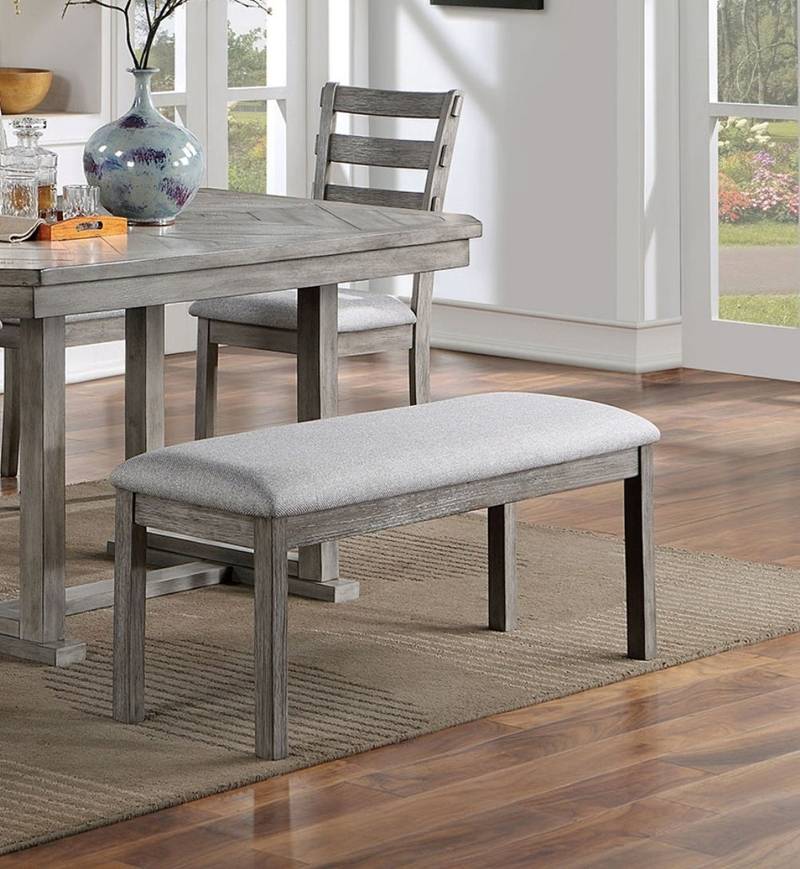 Chic Gray Padded Dining Bench