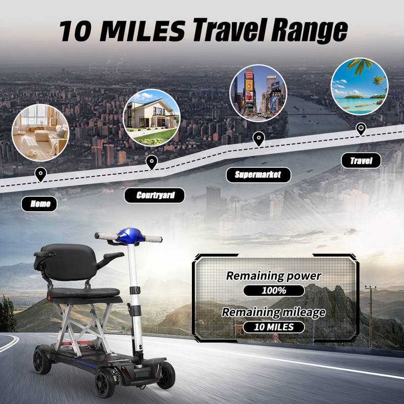Blue Folding Scooter for Easy Travel - Perfect for Seniors!