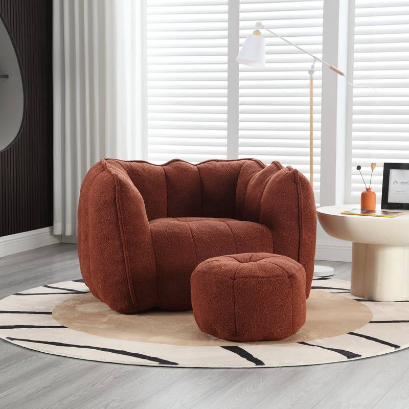 Cozy Foam Bean Bag Lounge Chair with Footstool