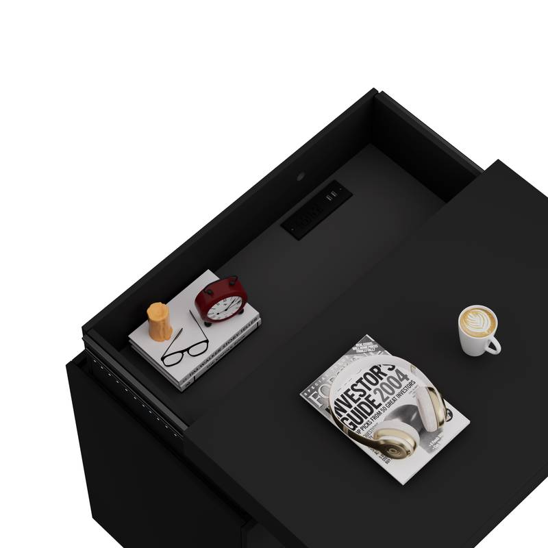 Sleek Nightstand with Charging Hub & LED Glow