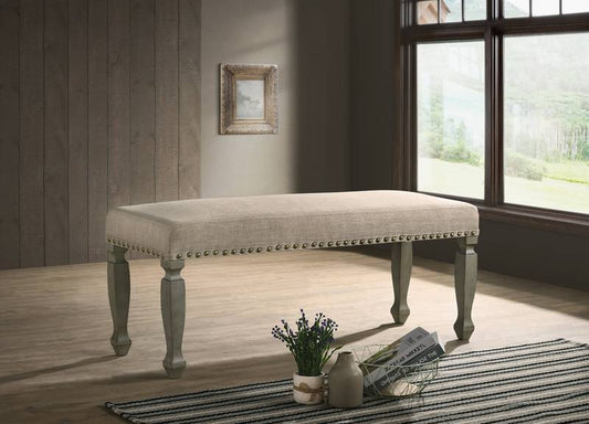Chic Gray Nailhead Bench
