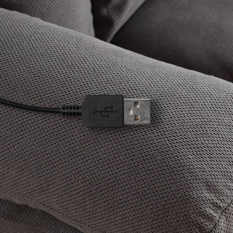 Cozy Heated Massage Recliner with USB and Cup Holders - Grey