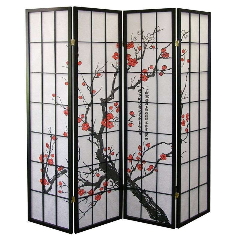 Plum Blossom Black Room Divider Screen