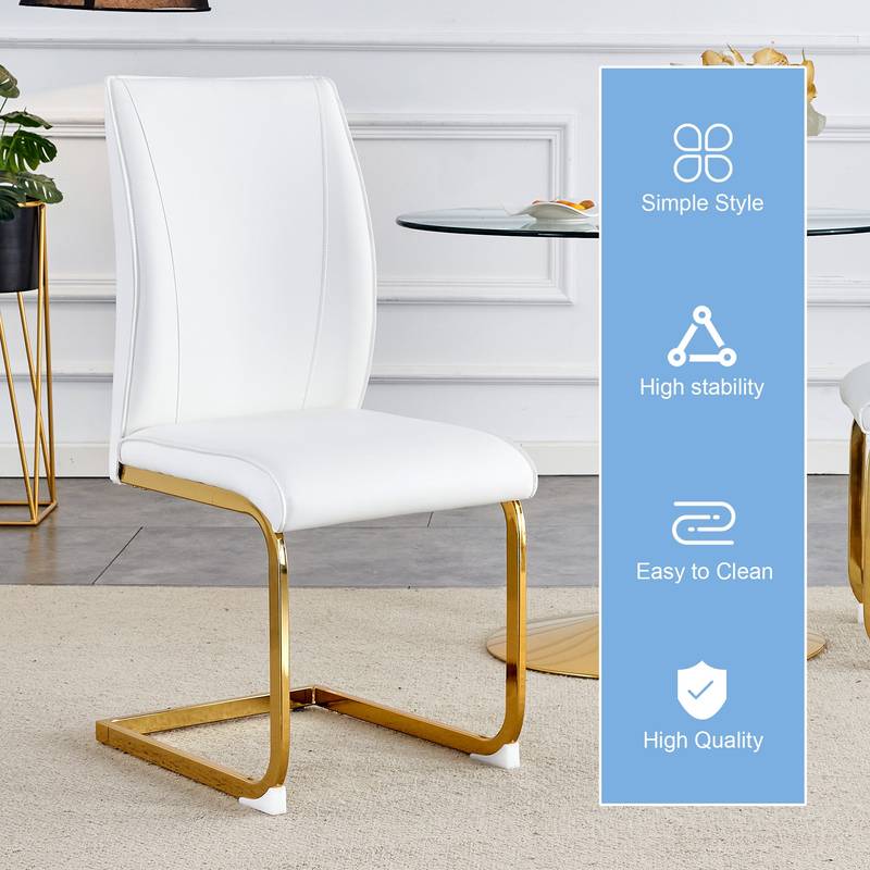 Chic White Arch Dining Chairs - Set of Two with Gold Legs