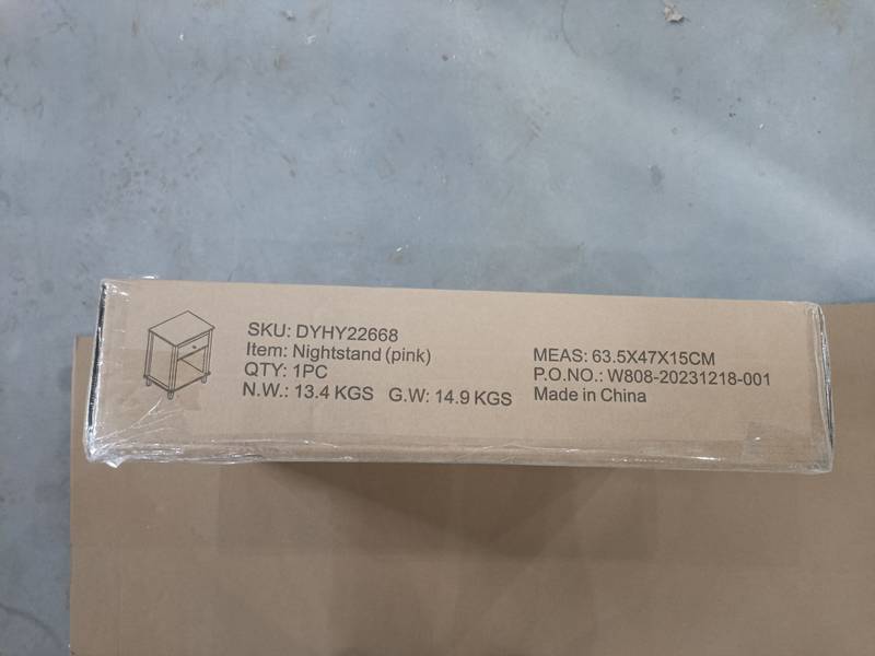 Charming Pink Wooden Nightstand with Shelf & Drawer