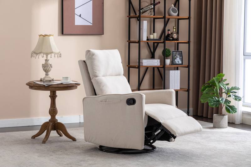 Cozy Beige Swivel Rocker Glider Chair