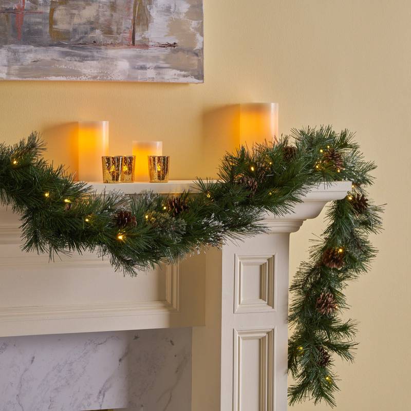 Cozy Cashmere Garland with Pine Cones & Warm LED Lights