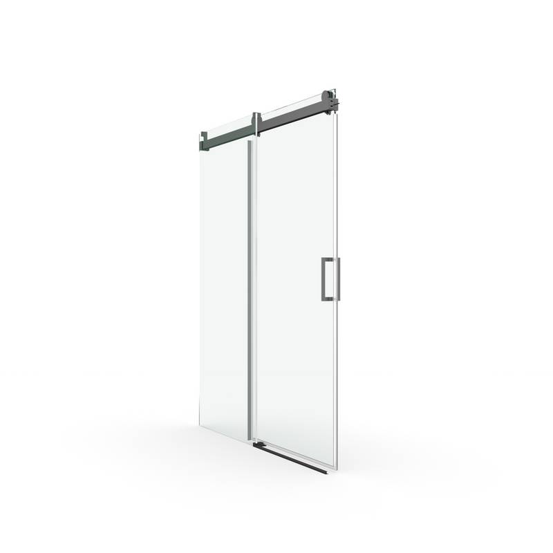 Sleek Matte Black Sliding Shower Door with Soft-Close Tempered Glass