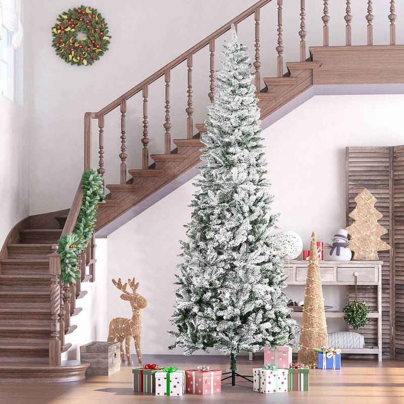 Frosted Elegance Slim Pine Christmas Tree
