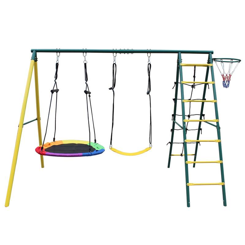 Backyard Metal Swing Set with Safety Belt